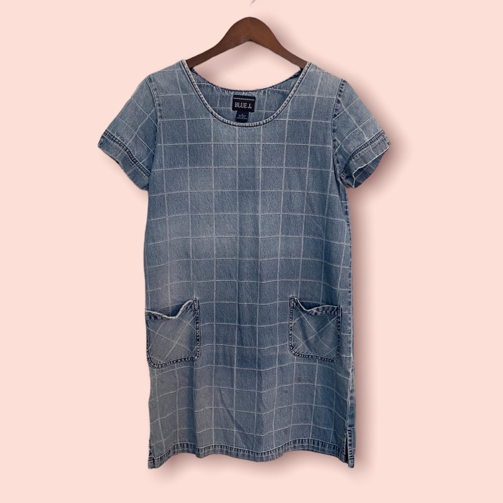 Vintage denim checkered dress